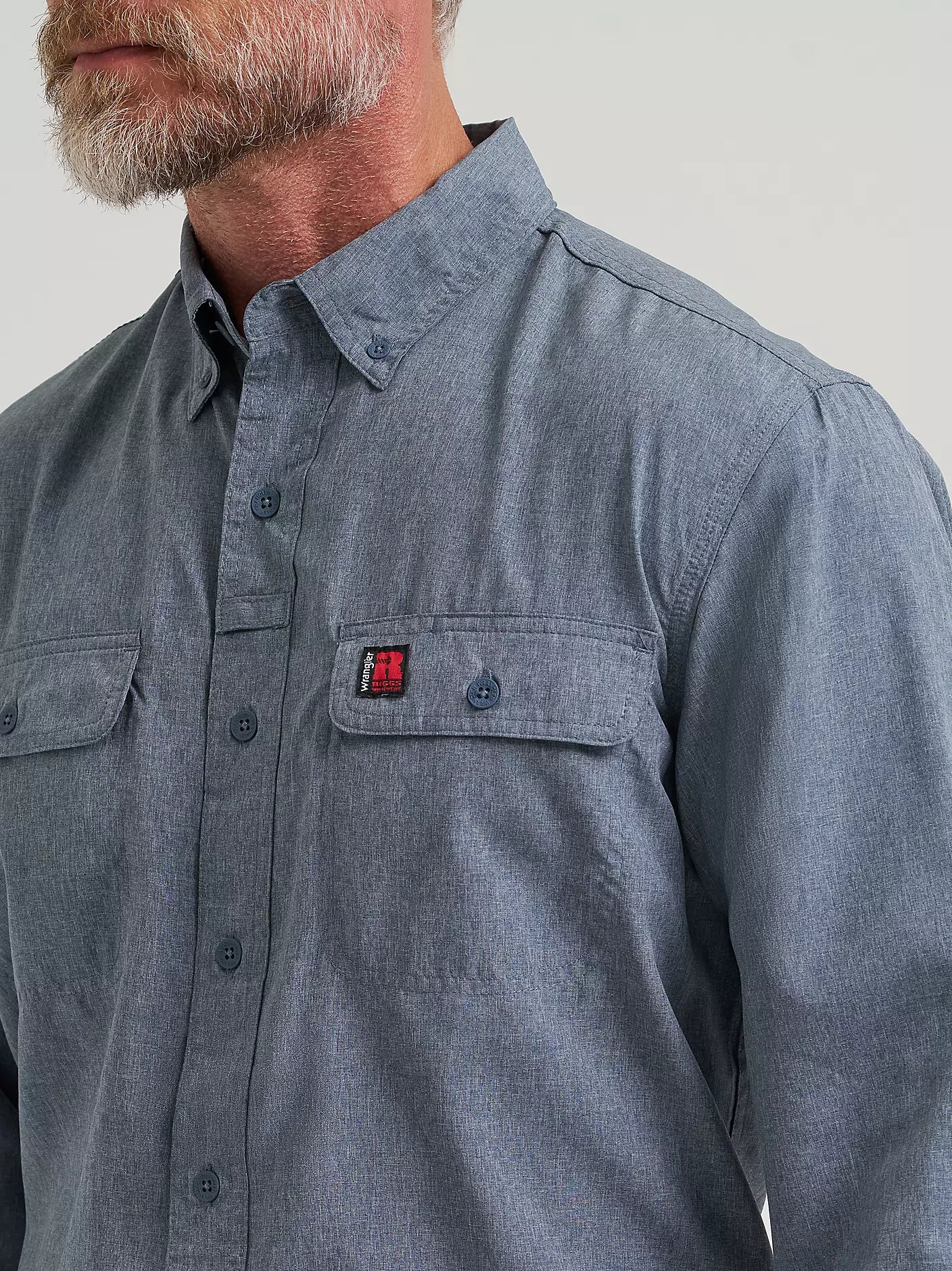 Wrangler Men's RIGGS Workwear Lightweight Vented Work Long Sleeve Blue Shirt