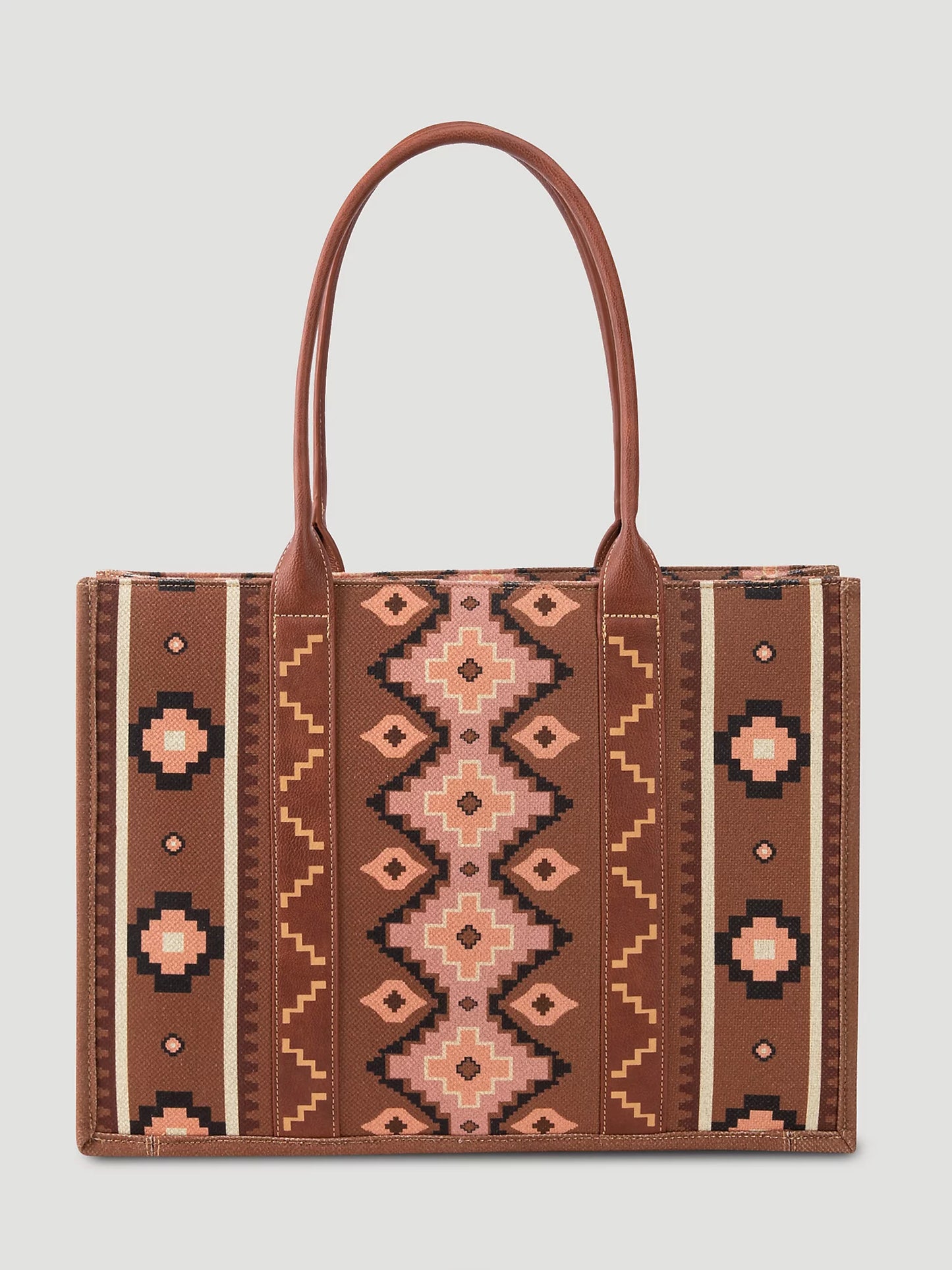 Wrangler Southwestern Print Canvas Wide Tote in Dark Brown