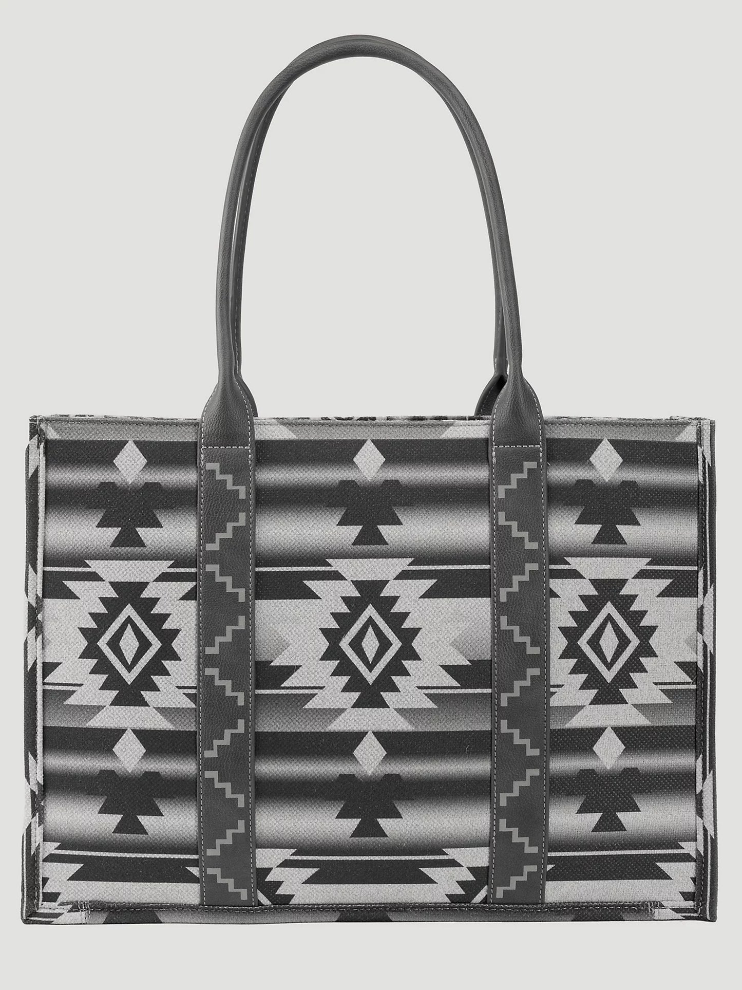 Wrangler Southwestern Print Canvas Wide Tote in Black/Grey