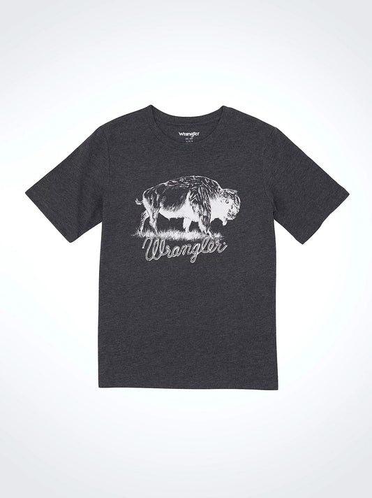 Wrangler Boy's Logo Front Graphic Heather Gray T-Shirt