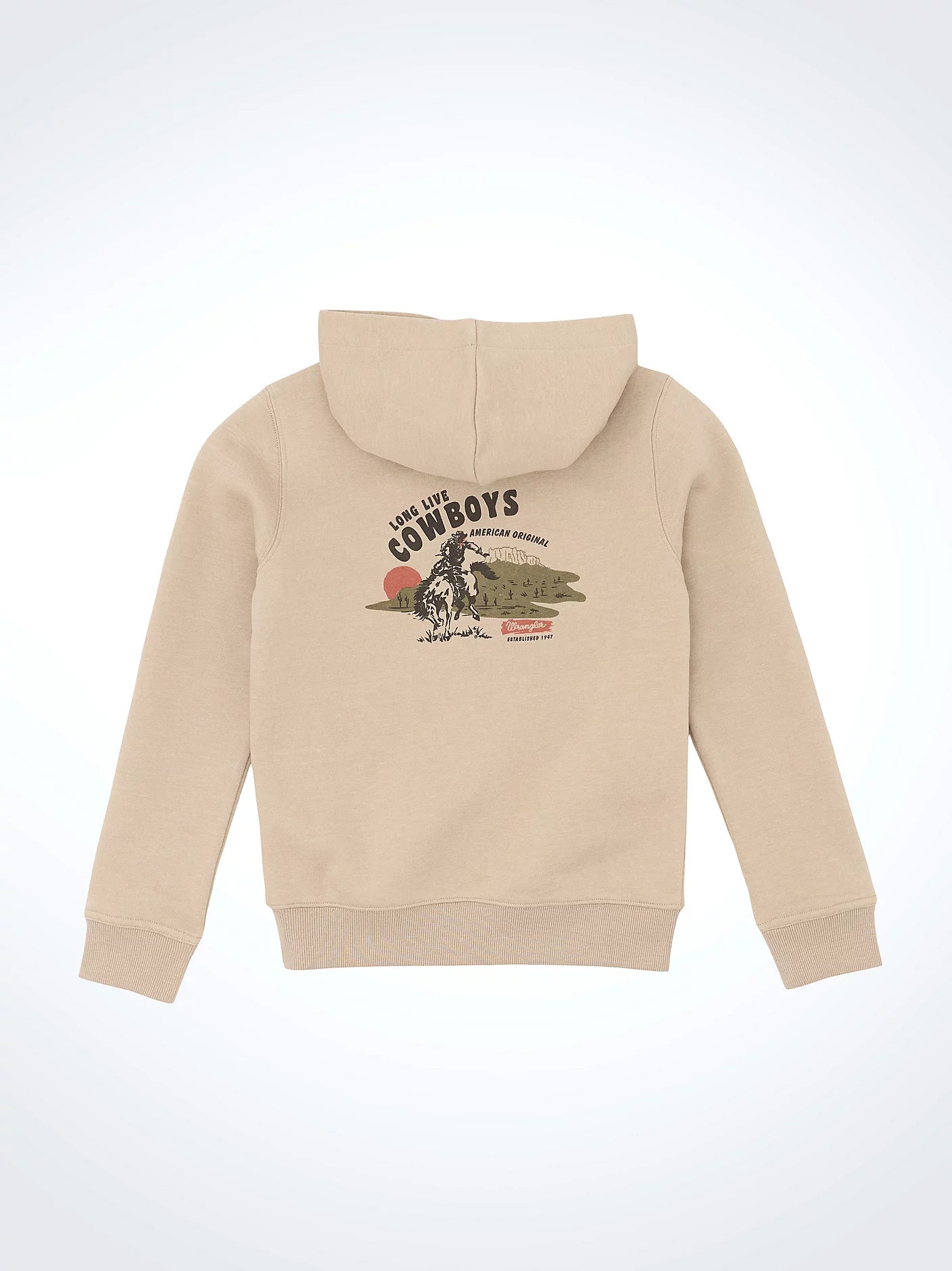 Wrangler Boy's Long Live Cowboys Beige Pullover Hoodie