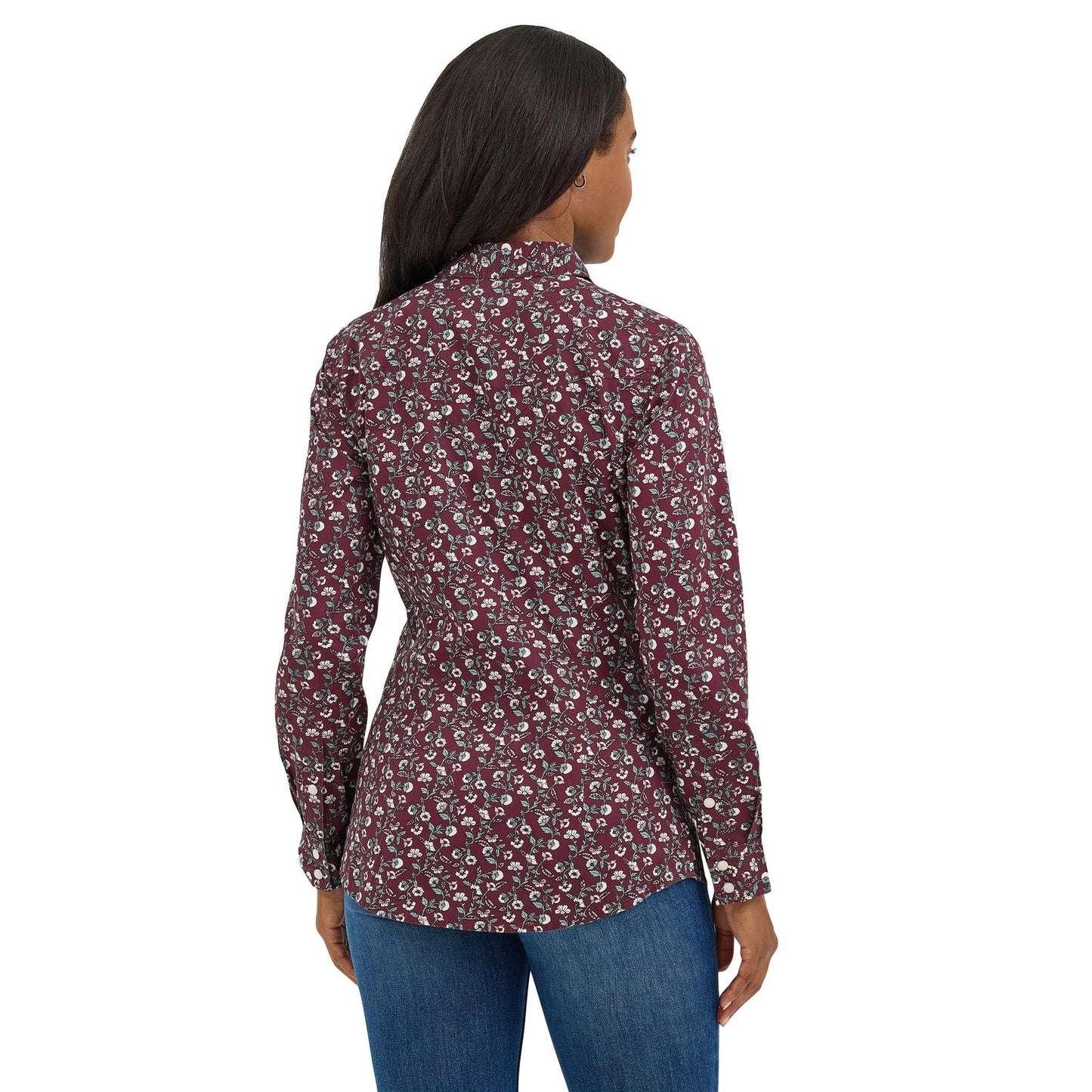 Wrangler Women's Long Sleeve Shirt - Retro Western Dress Snap Top - Port Floral Print