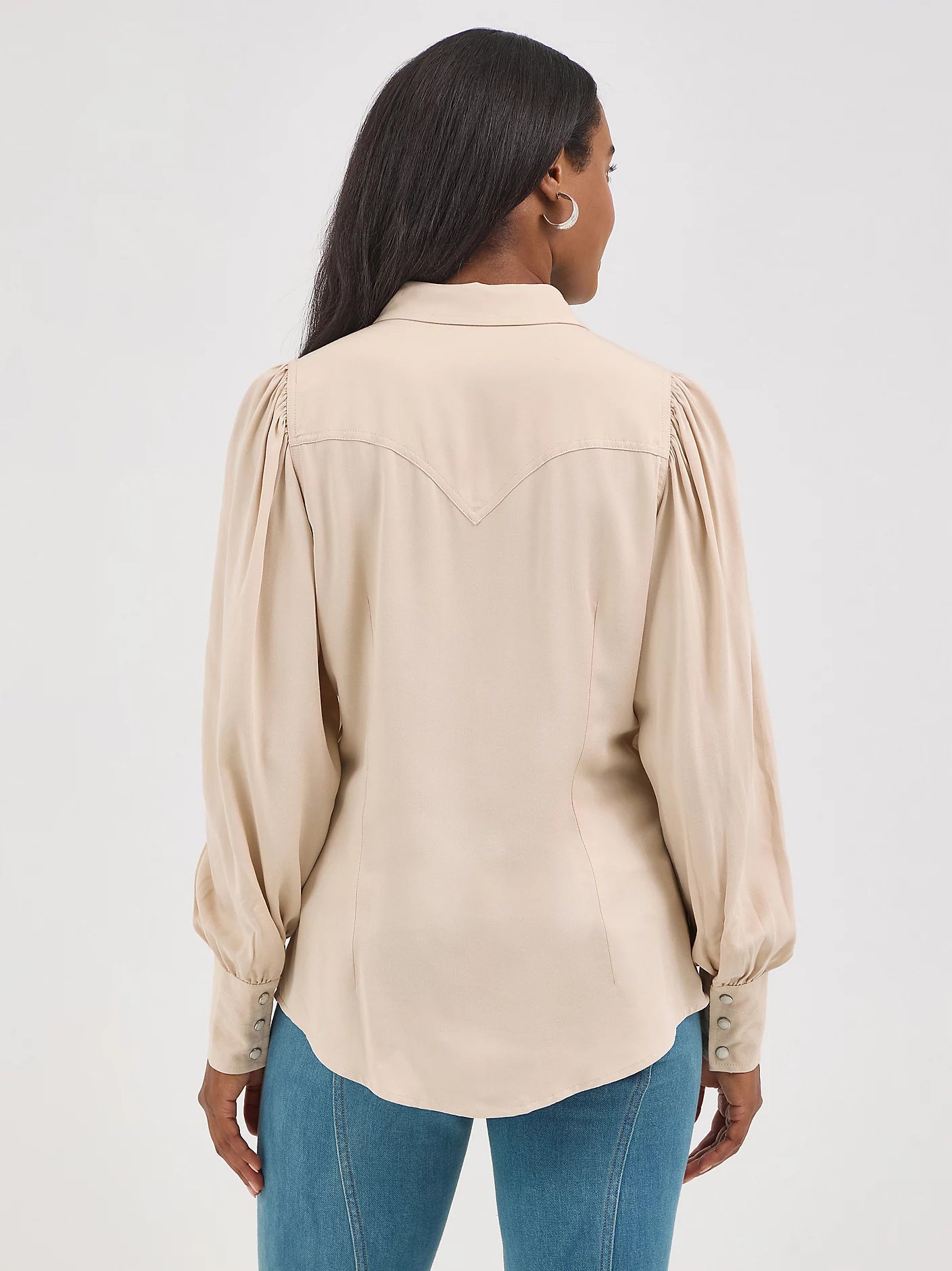 Wrangler Women's Beige Poet Sleeve Western Shirt