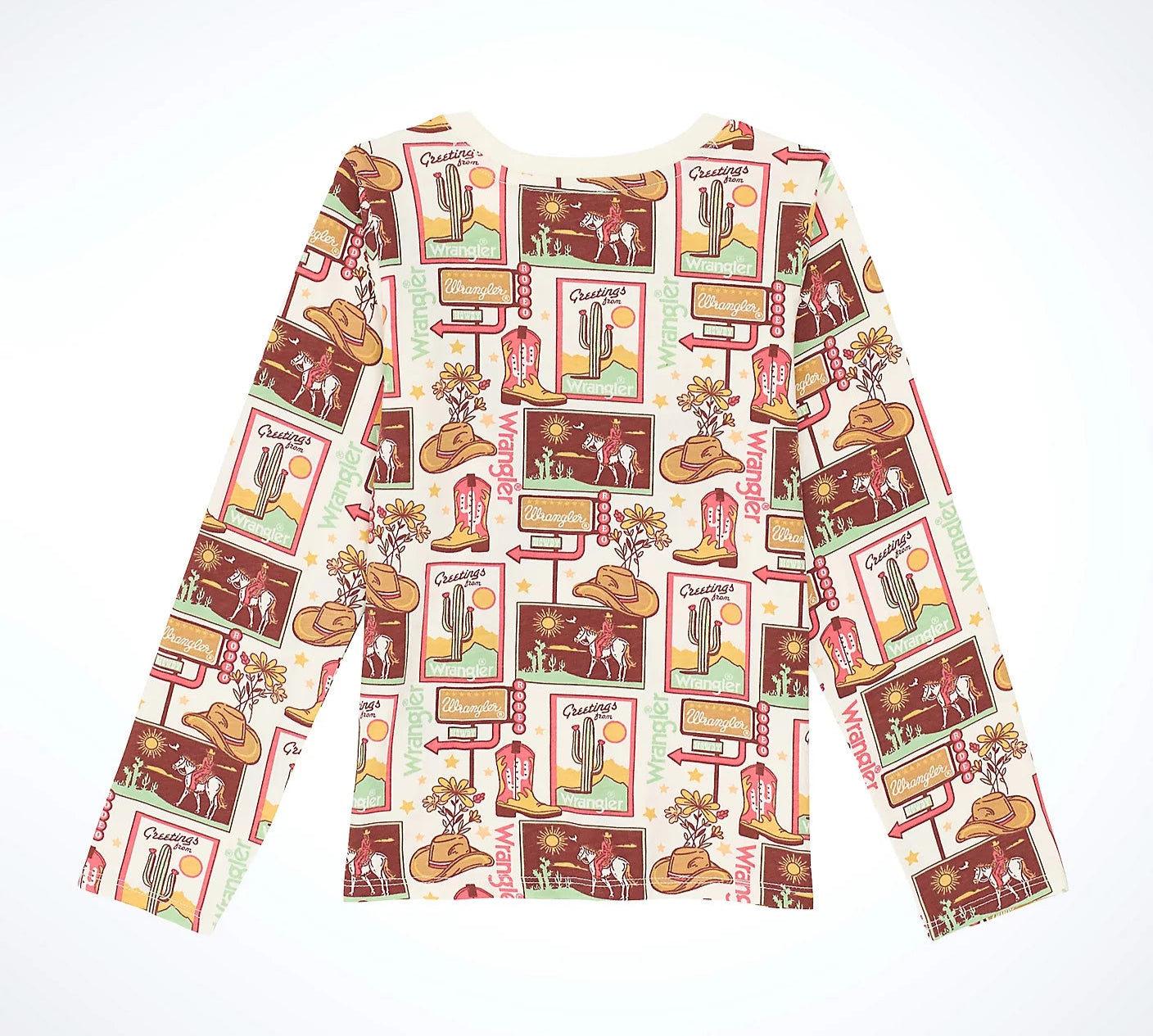 Wrangler Girl's Long Sleeve Western Graphic Tee - Allover Boots