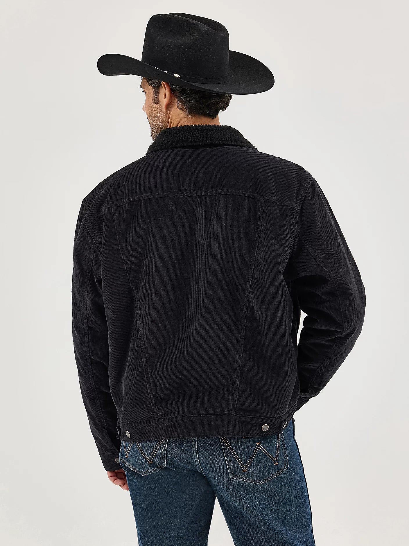 Wrangler Men's Cowboy Cut Sherpa Lined Black Corduroy Jacket