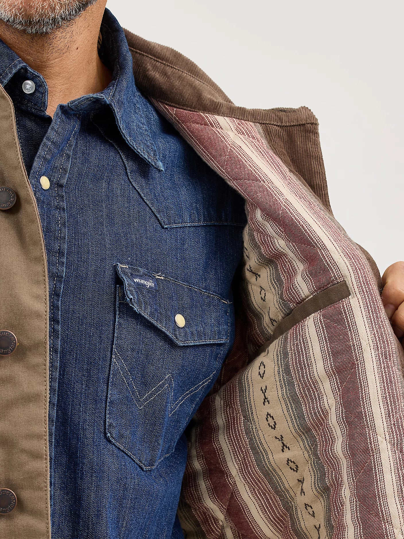 Wrangler Men's Brown Western Lined Canvas Barn Coat