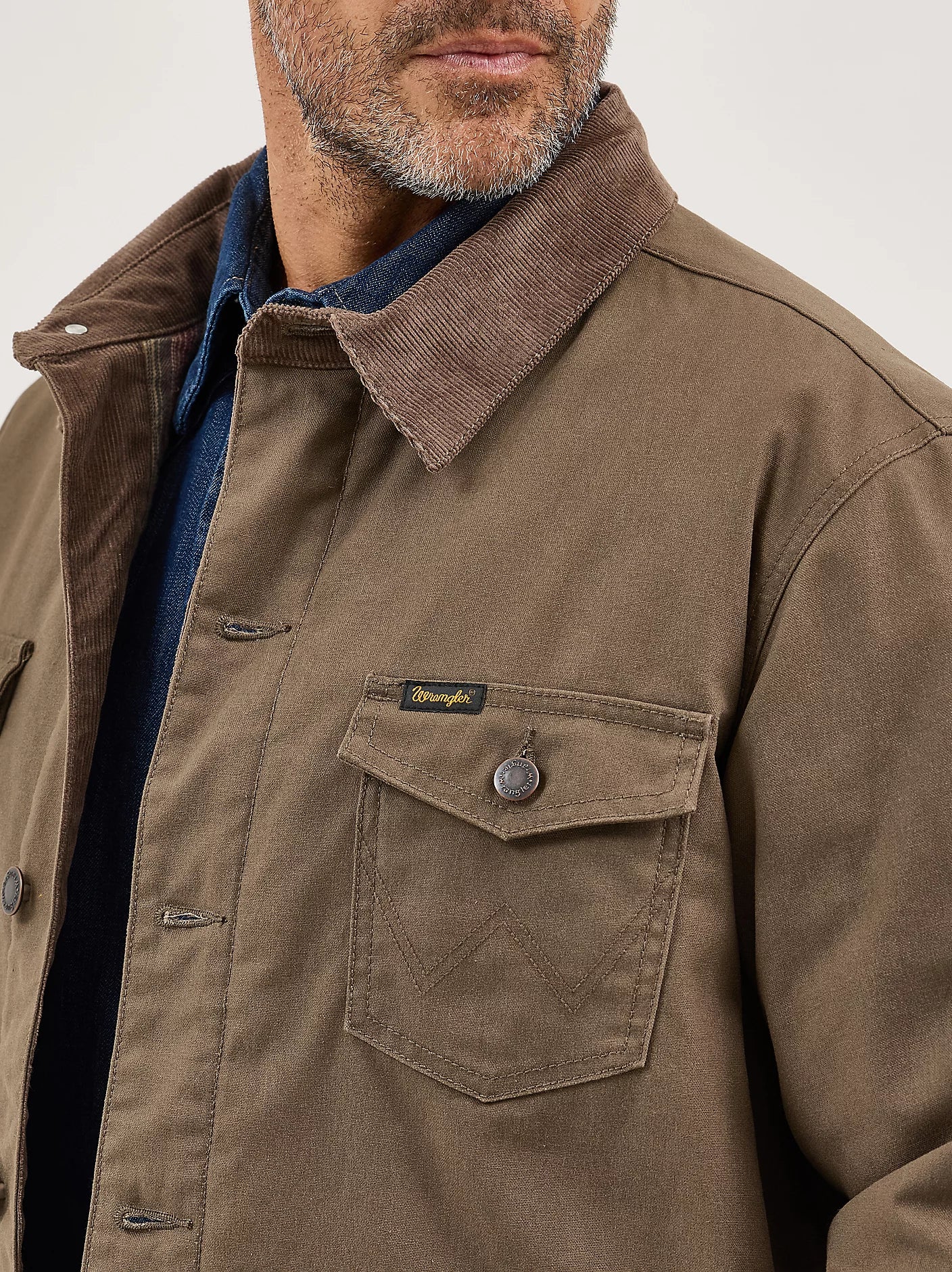 Wrangler Men's Brown Western Lined Canvas Barn Coat