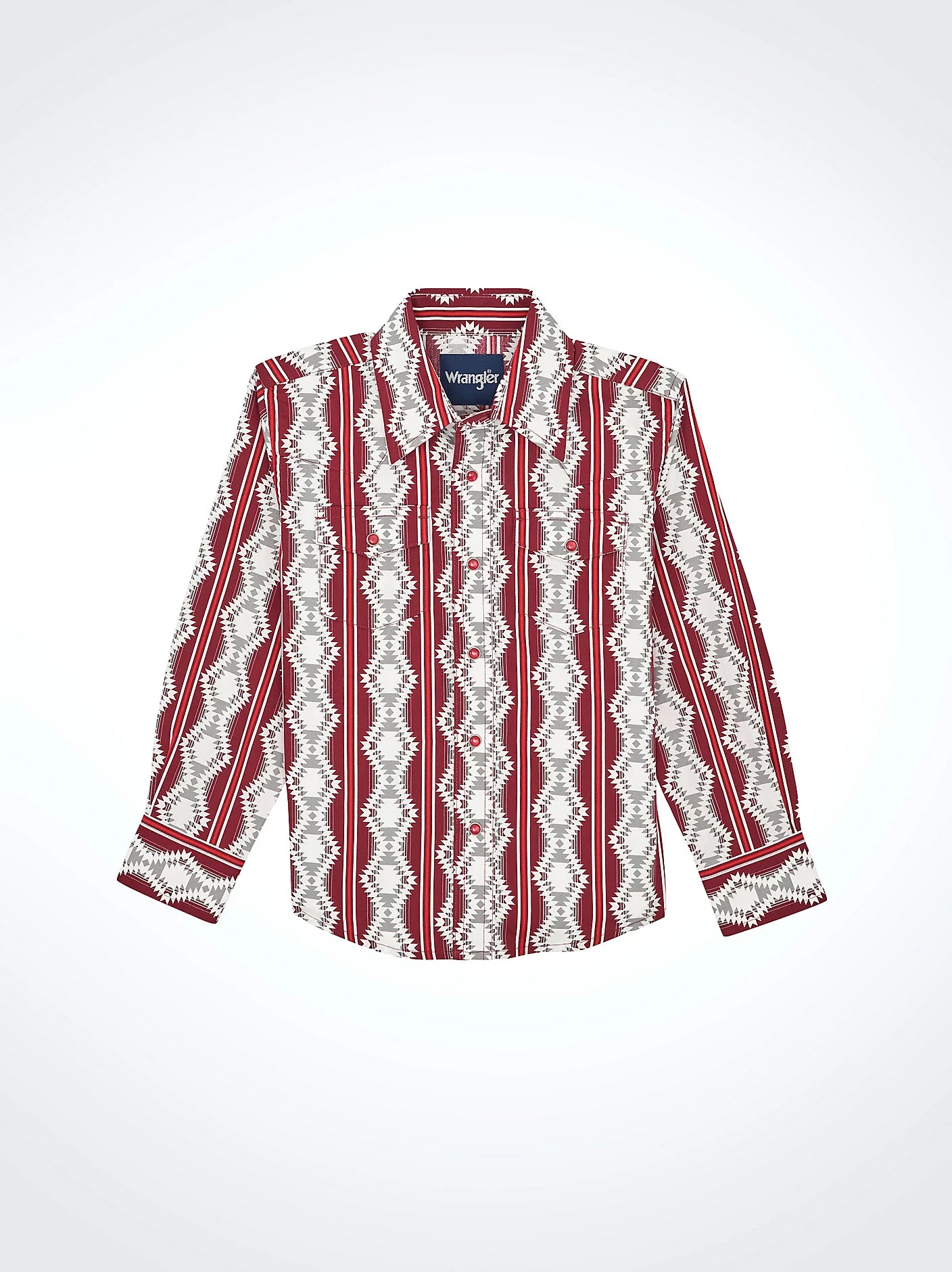 Wrangler Boy's Burgundy Shadow Checotah Long Sleeve Western Snap Shirt