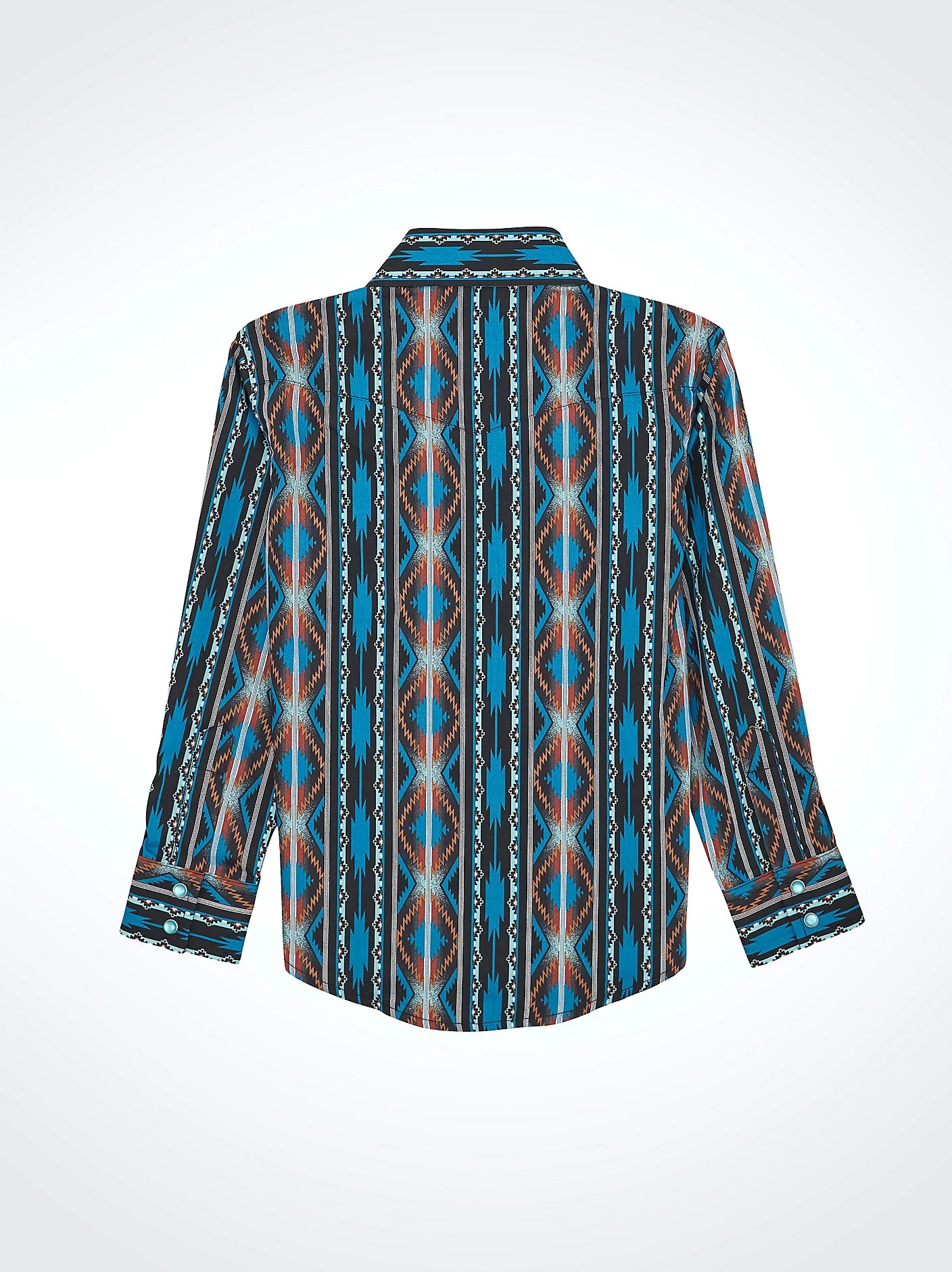 Wrangler Boy's Turquoise Crimson Checotah Long Sleeve Western Snap Shirt