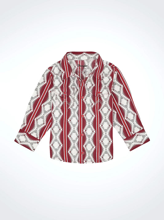 Wrangler Little Boy's Burgundy Checotah Long Sleeve Western Snap Shirt