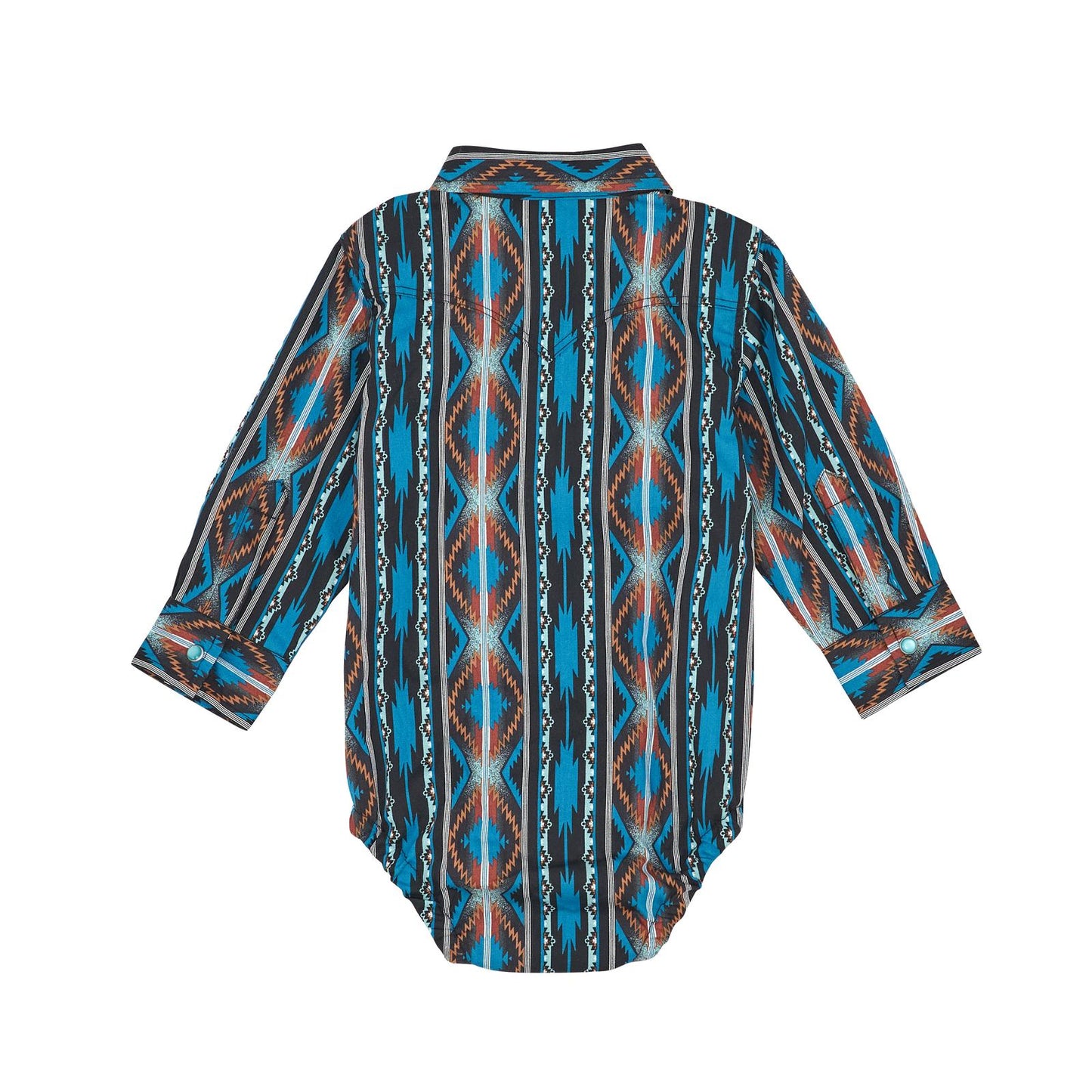 Wrangler Baby Boy's Long Sleeve Bodysuit - Turquoise Checotah Print