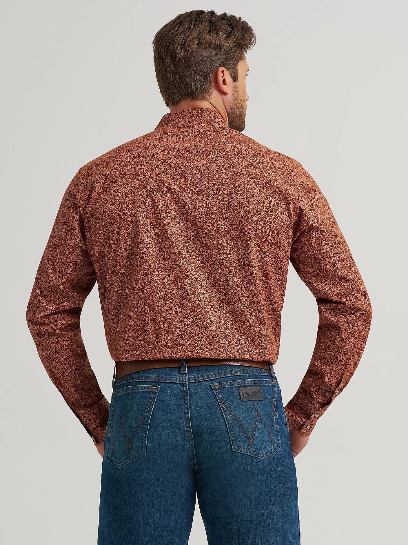 Wrangler Men's 20X Competition Advanced Comfort Long Sleeve Western Snap Rustic Brown Shirt