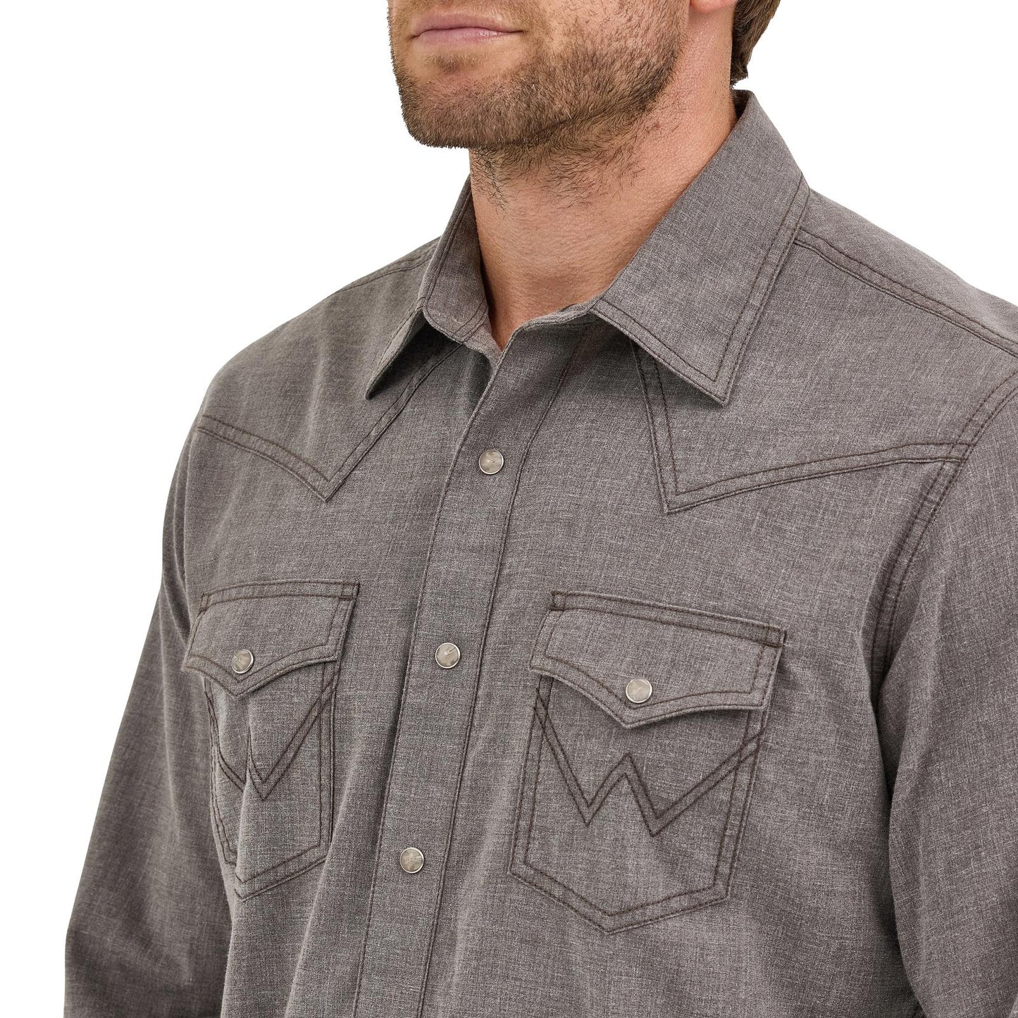Wrangler Men's Long Sleeve Retro Premium Modern Fit Brown Shirt