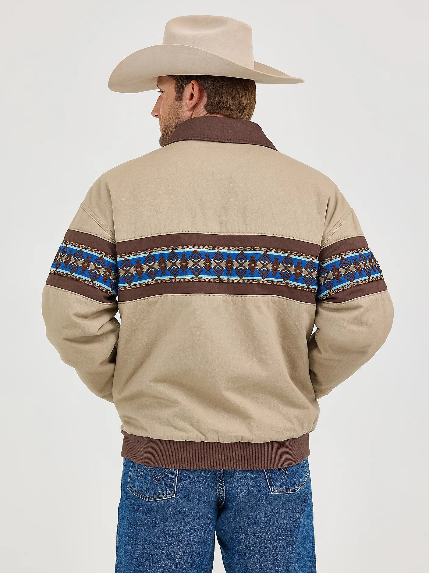 Wrangler Men's Checotah Beige Bomber Jacket