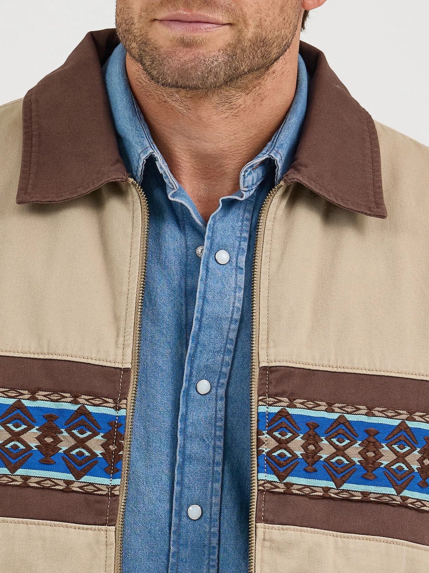 Wrangler Men's Checotah Beige Bomber Jacket
