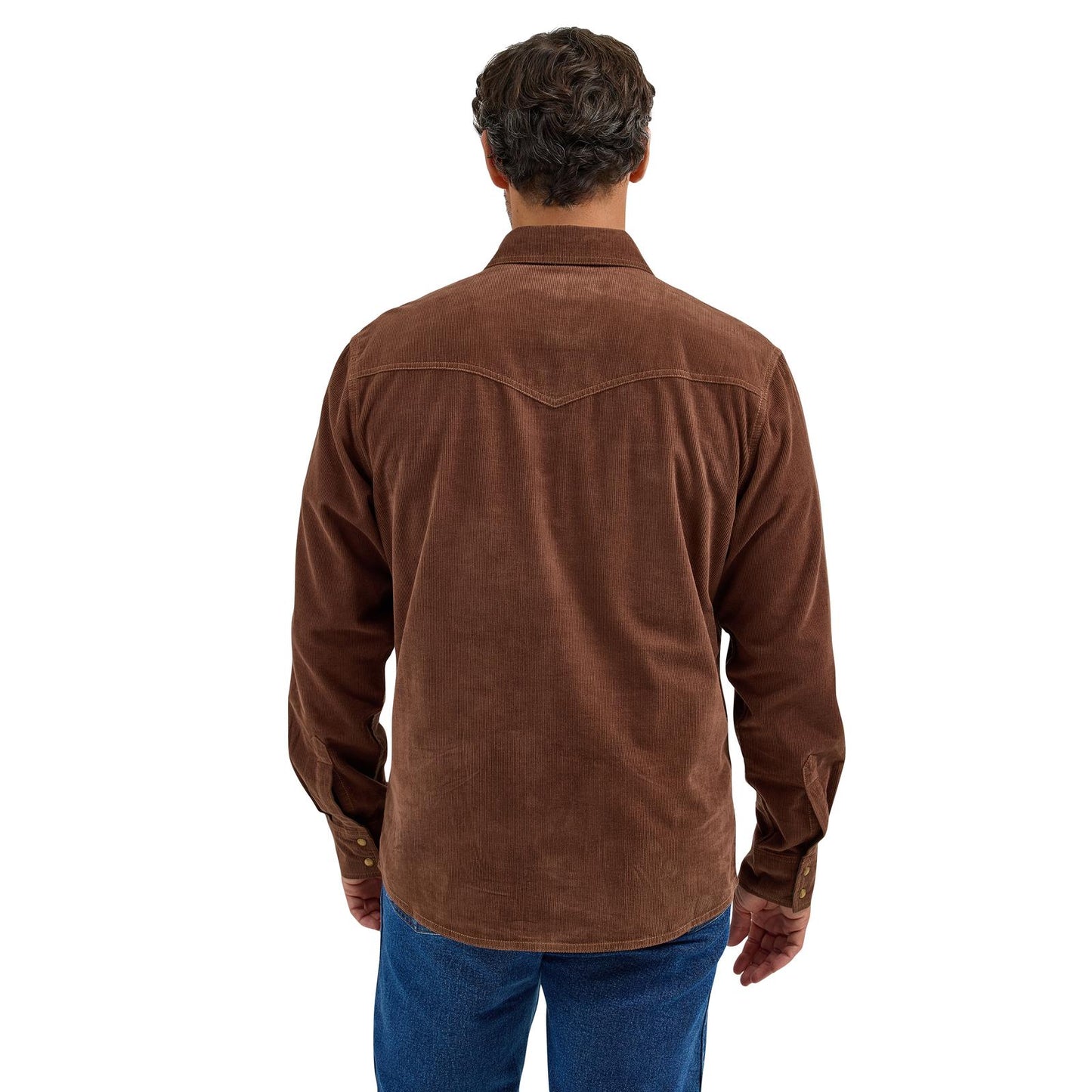 Wrangler Men's Long Sleeve Retro Brown Corduroy Modern Fit Shirt