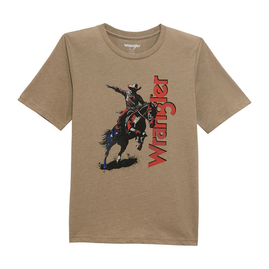Wrangler Boy's Logo Front Graphic Desert Taupe Heather T-Shirt