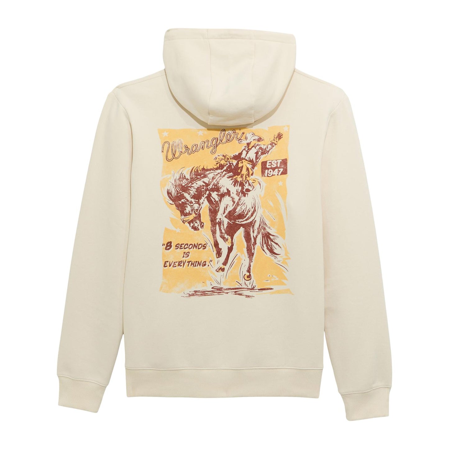 Wrangler Men's Regular Fit Antique White Hoodie with Graphic on Back