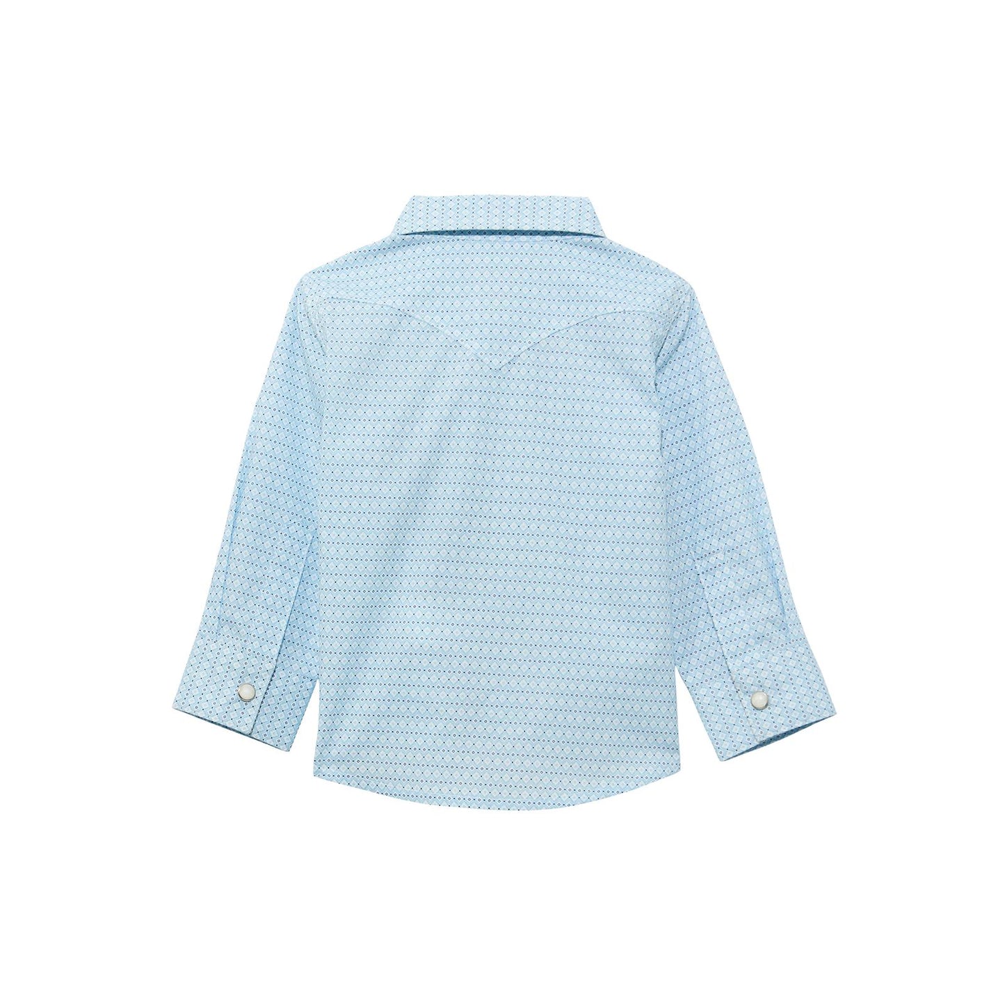 Wrangler Little Boy's Light Blue Print Long Sleeve Western Snap Shirt
