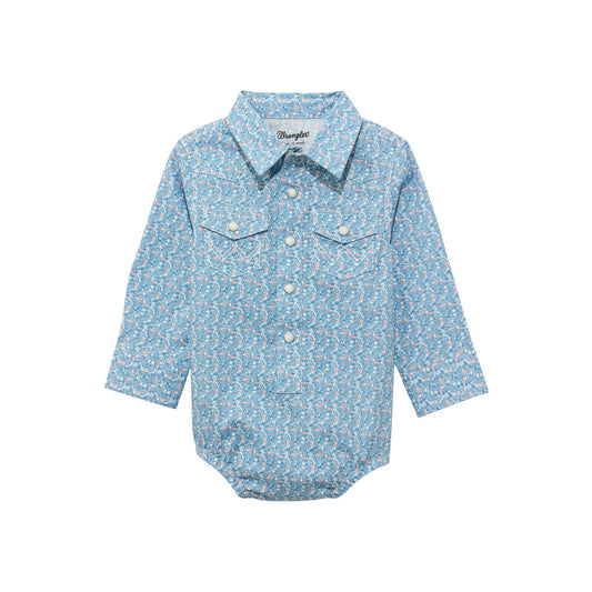 Wrangler Baby Boy's Long Sleeve Bodysuit - Blue Paisley