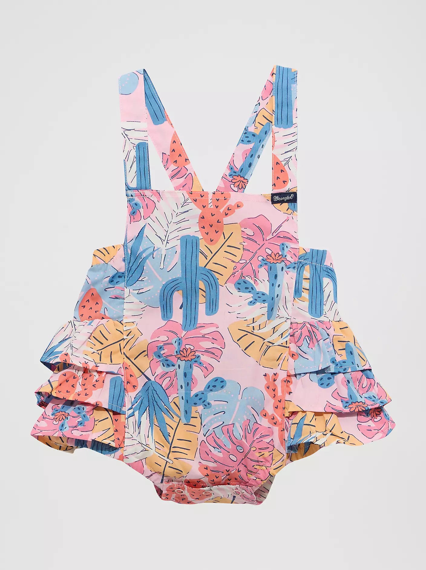 Wrangler Baby Girl's Western Printed Pink Cacti Ruffle Bodysuit