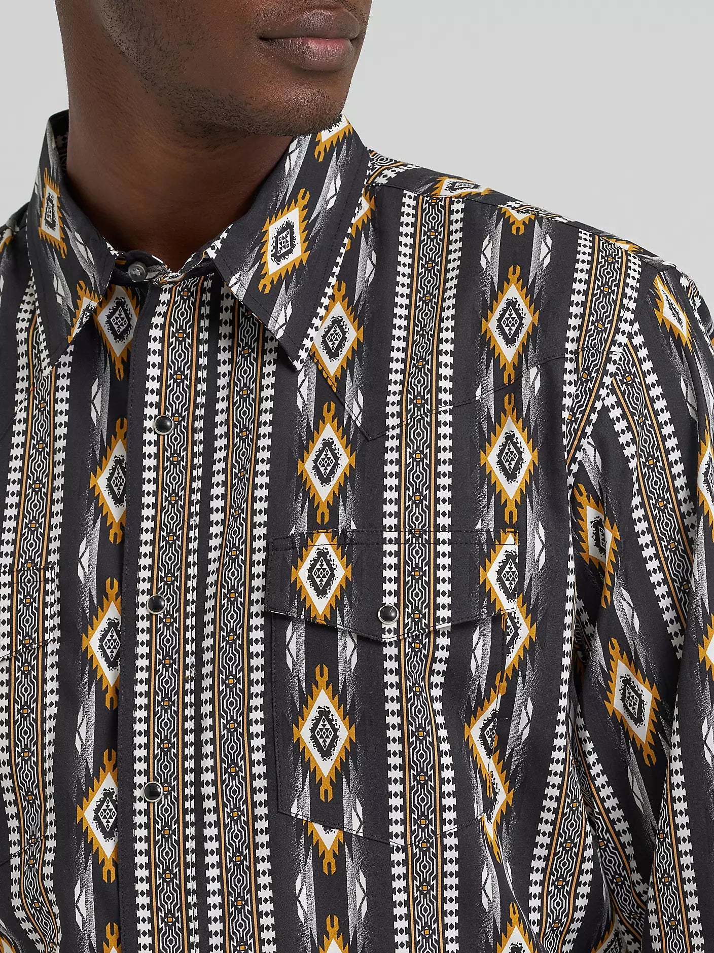 Wrangler Men's Checotah Long Sleeve Western Snap Printed Shirt