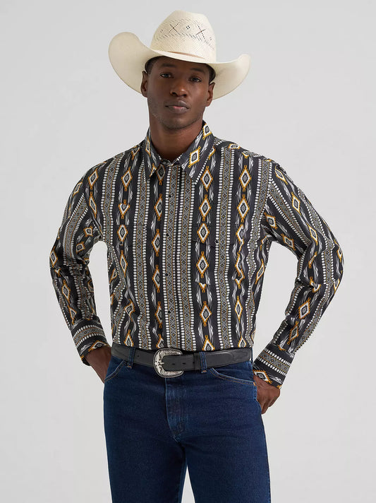 Wrangler Men's Checotah Long Sleeve Western Snap Printed Shirt