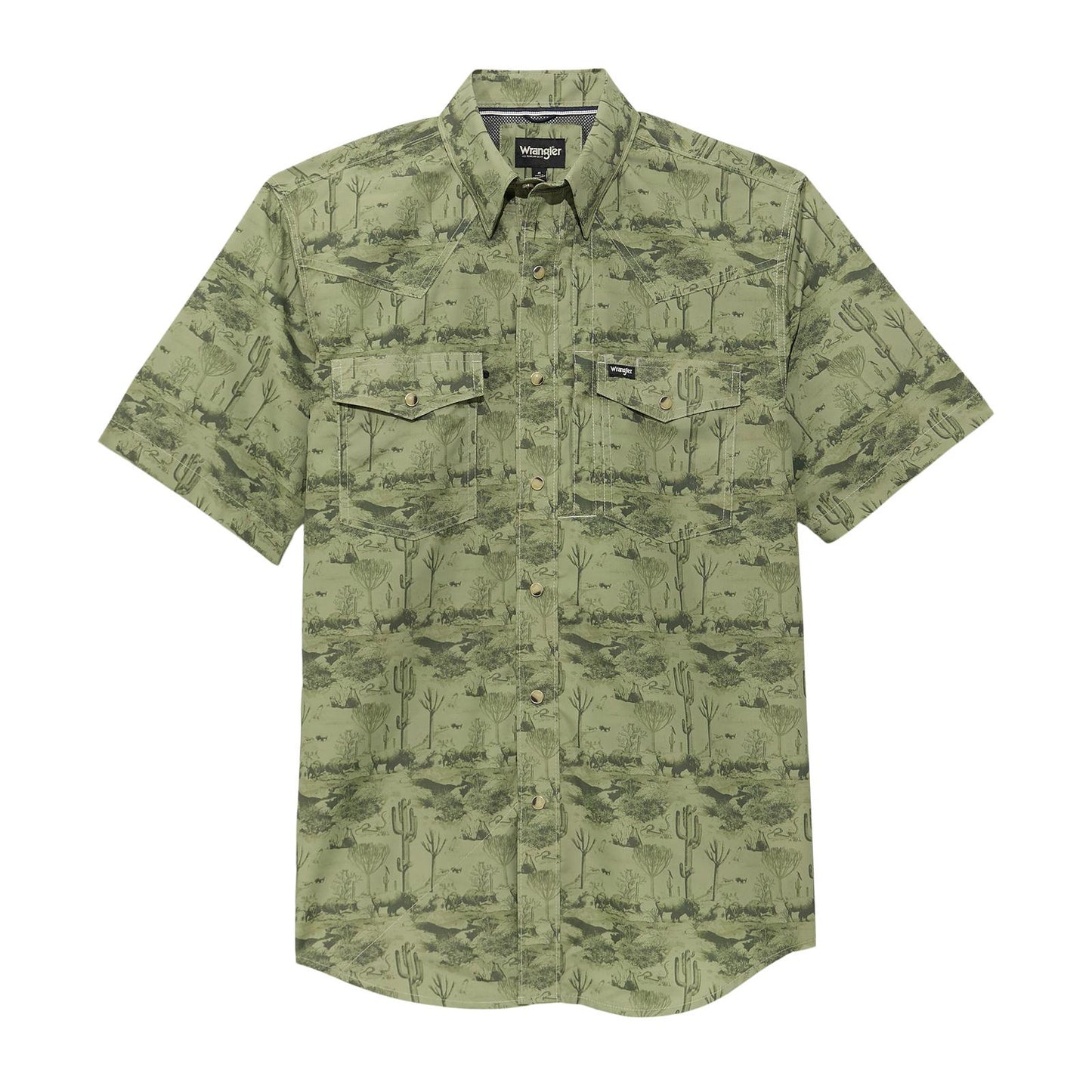 Wrangler Men's ATG Performance Short Sleeve Shirt - Olivine Print