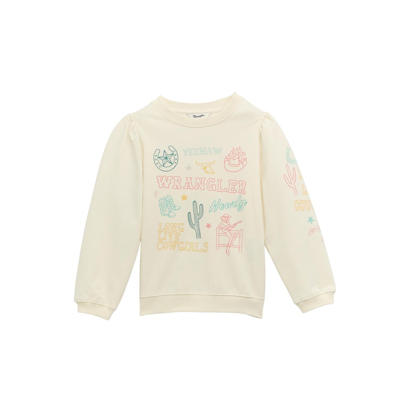 Wrangler Girl's Western Cream Sweatshirt with Western Graphics