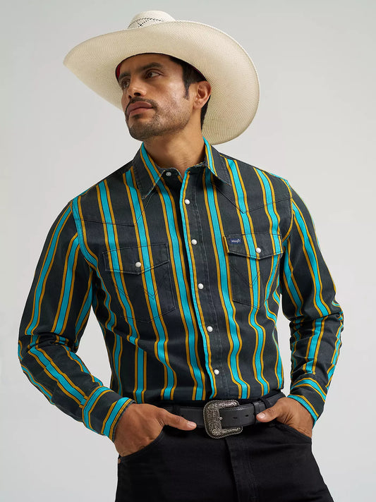 Wrangler Men's Vintage-Inspired Brushpopper Western Snap Workshirt