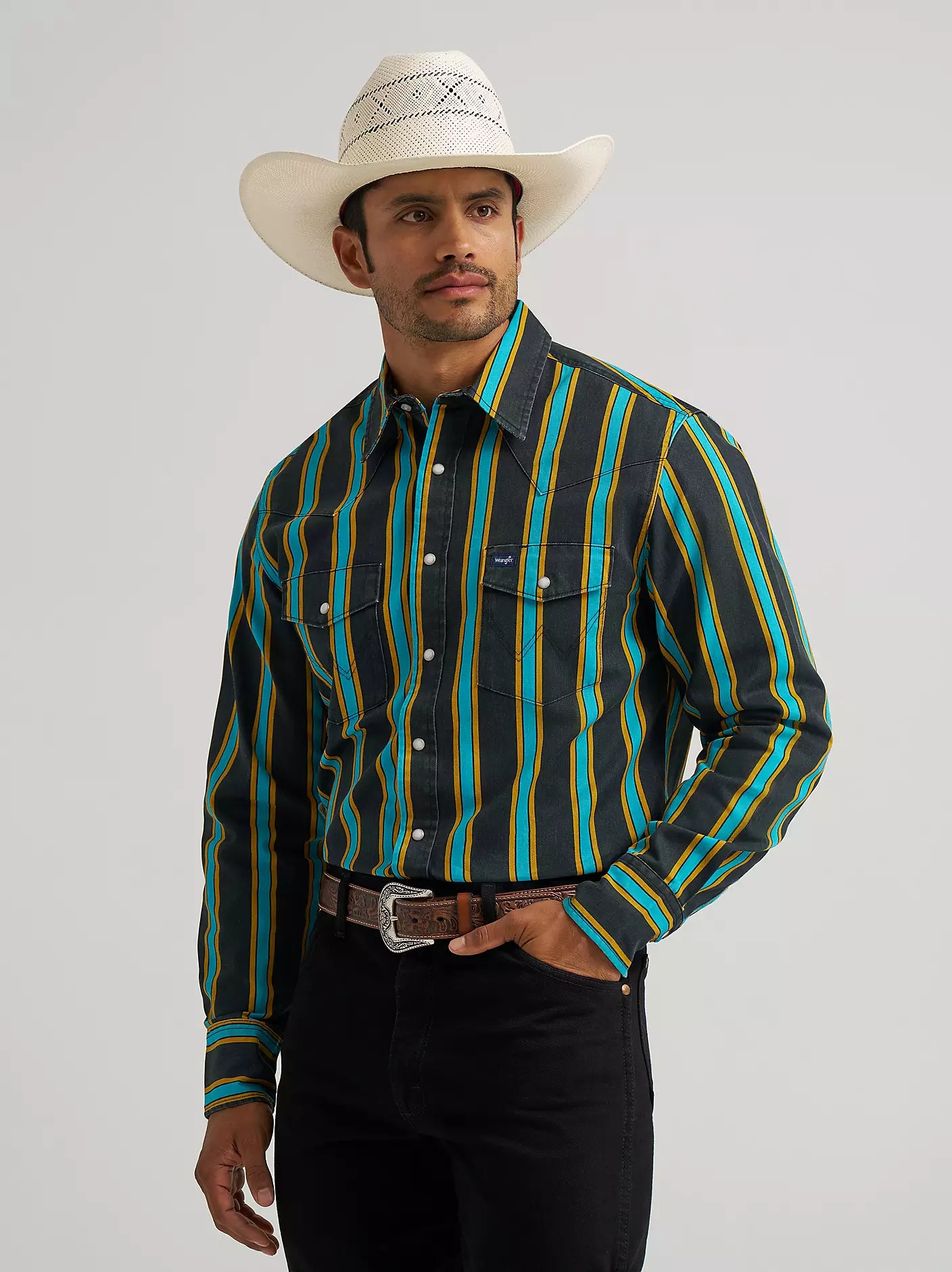 Wrangler Men's Vintage-Inspired Brushpopper Western Snap Workshirt