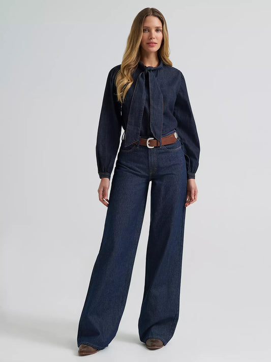 Wrangler Women's Denim Bow Snap Shirt