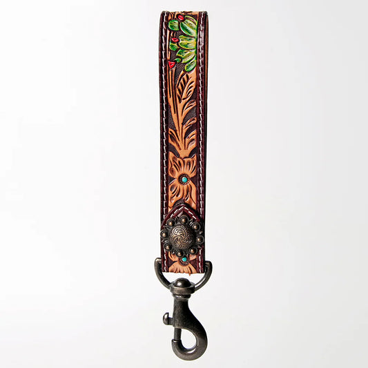 American Darling Hand Tooled Genuine Leather Handle Strap with Cactus