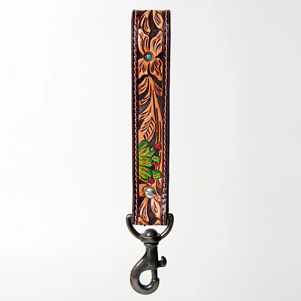 American Darling Hand Tooled Genuine Leather Handle Strap with Cactus