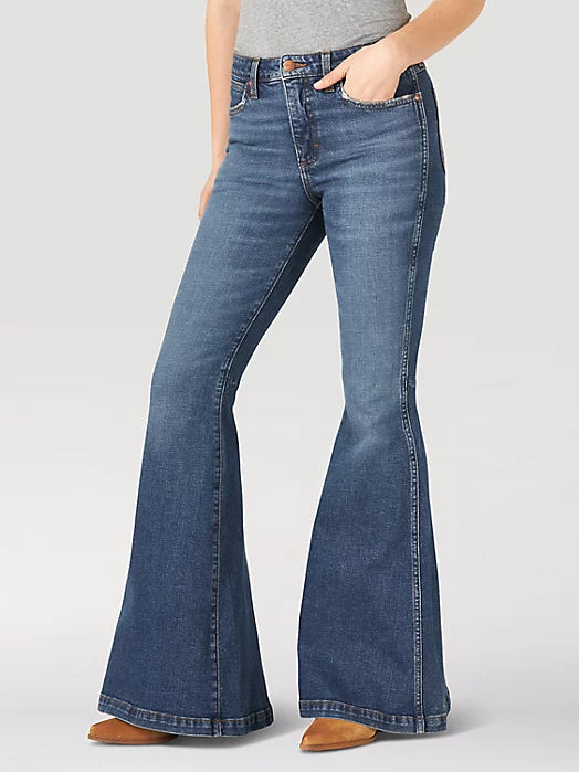 Wrangler Women's Jeans - Retro High Rise Trumpet Flare in Paige