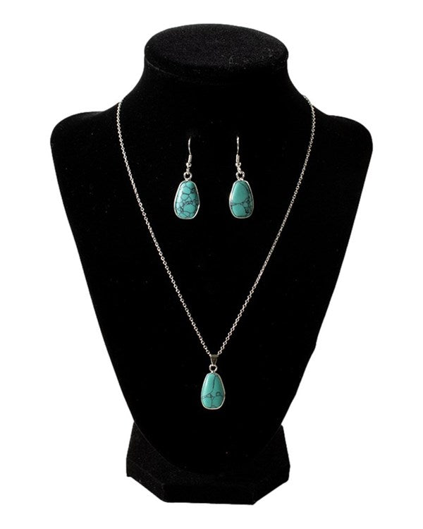 Blazin Roxx Women's Turquoise Pendant Stone Jewelry Set