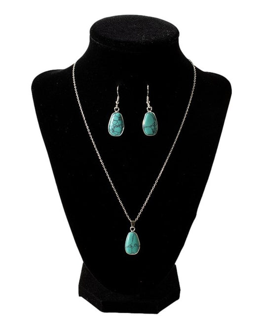 Blazin Roxx Women's Turquoise Pendant Stone Jewelry Set