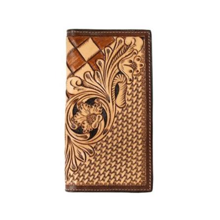 3D Men's Tooled Floral Basketweave Rodeo Wallet