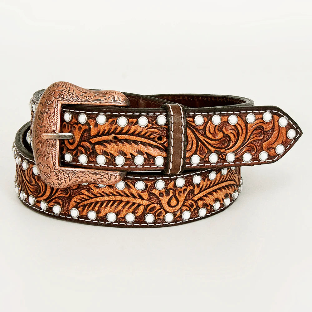 Bar H Equine Brown Tooled Belt