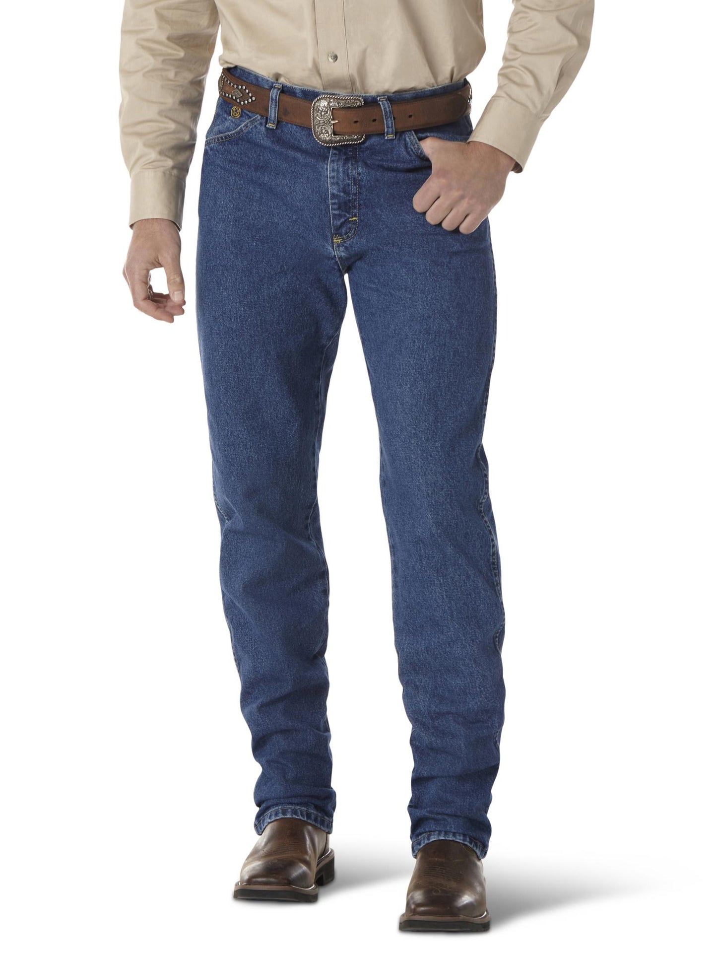 Wrangler Men's George Strait Cowboy Cut Original Fit Heavyweight Stone Denim Jean