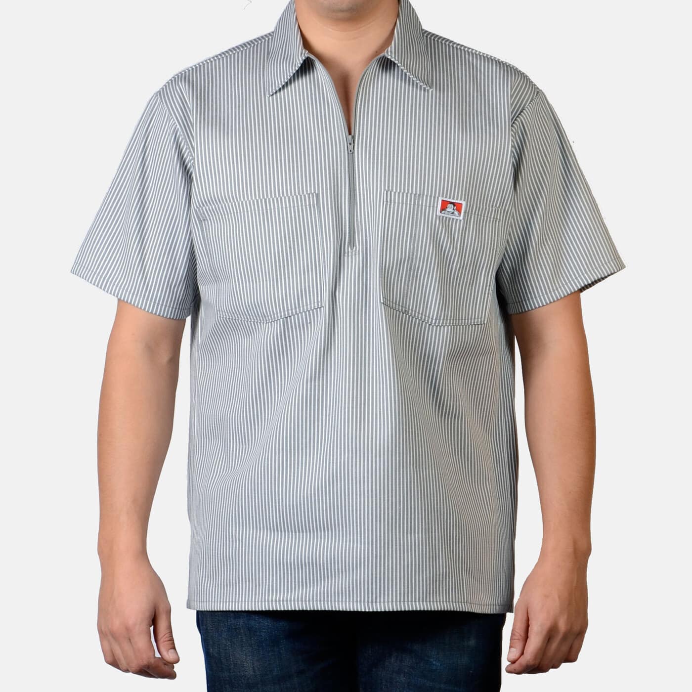 Ben Davis Men's Short Sleeve Shirt - Grey Stripe