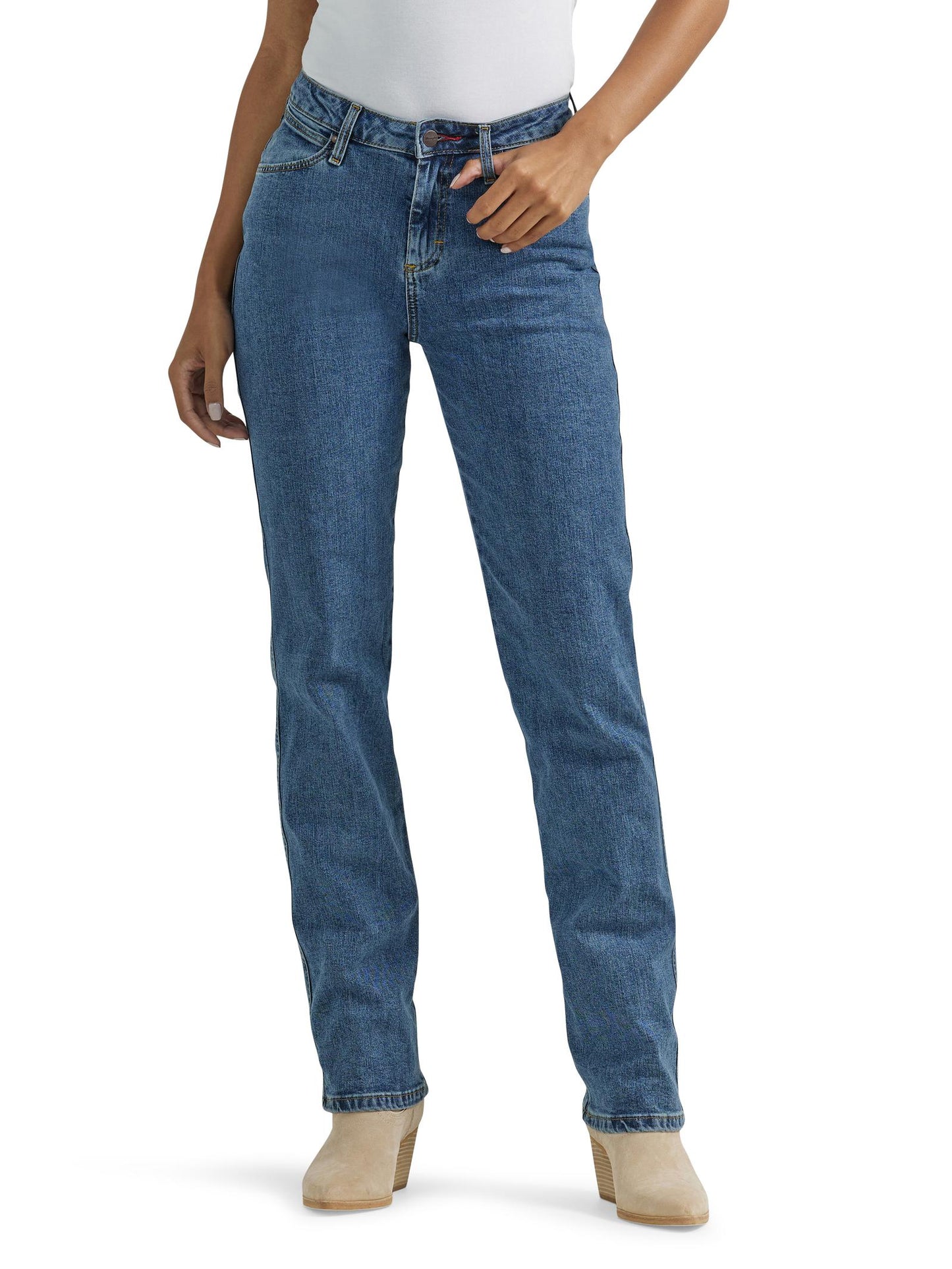 Wrangler Women's Cowboy Cut High Rise Slim Fit Tapered Leg Stonewash Jean