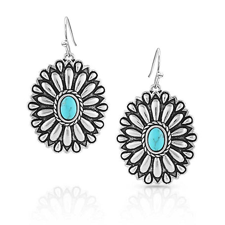 Montana Silversmith Sunflower Concho Turquoise Earrings