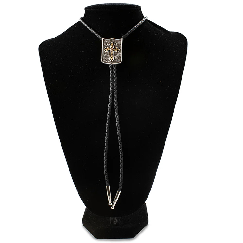 Double S Bolo Tie - Shield Cross