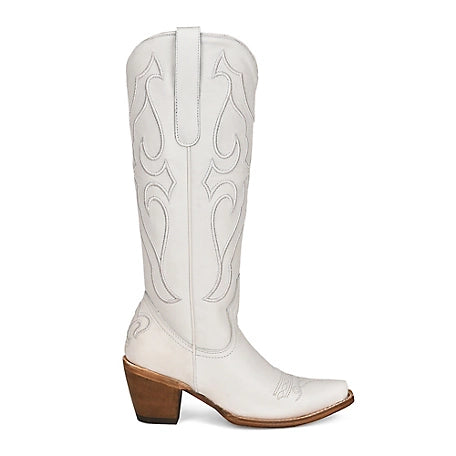 Corral Women's White Embroidery Cowhide Western Boot Snip Toe