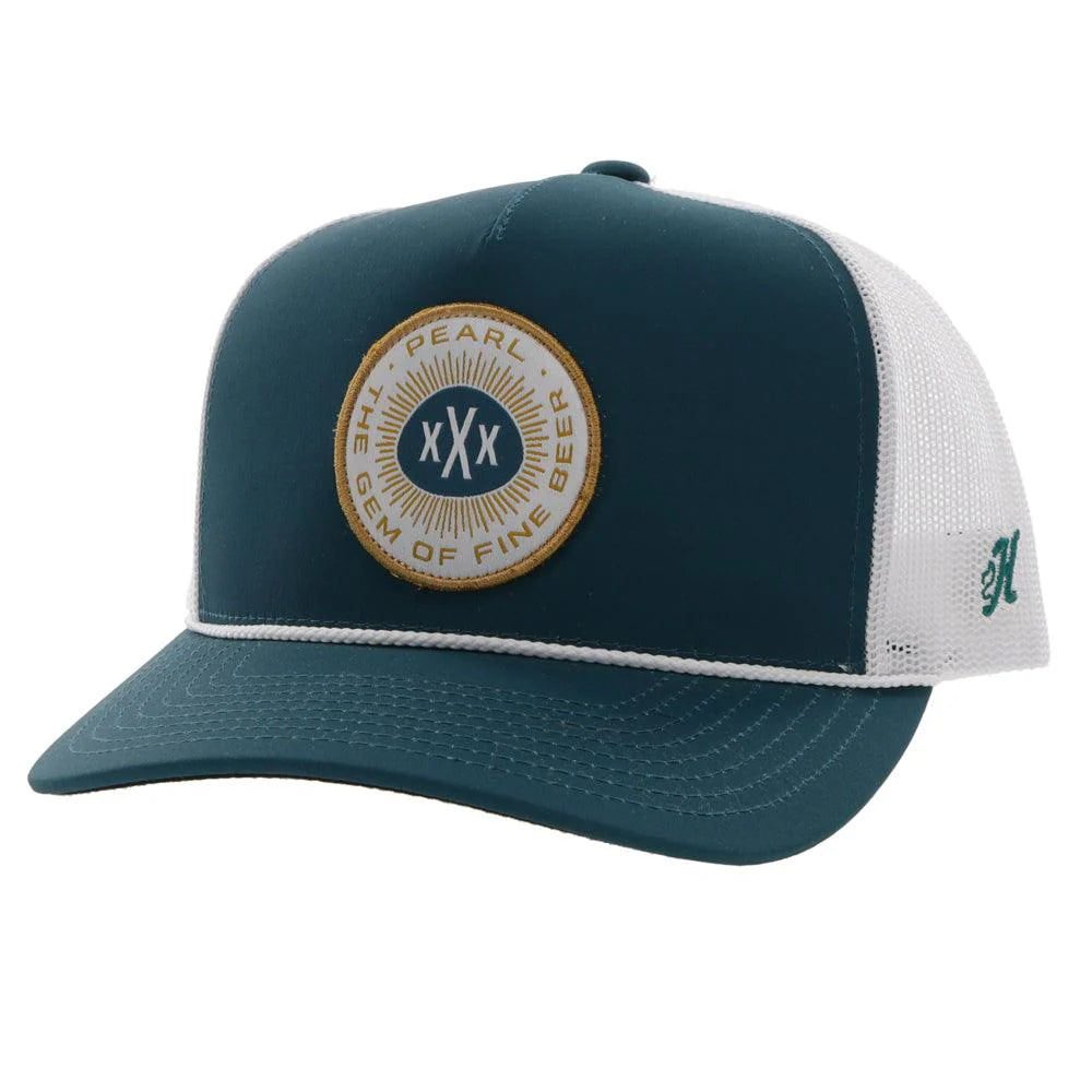 Hooey Ball Cap "Pearl" Hat Teal and White with White Circle Patch