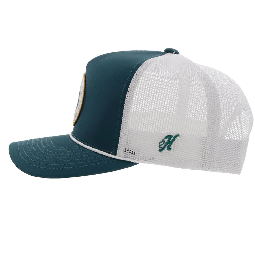 Hooey Ball Cap "Pearl" Hat Teal and White with White Circle Patch