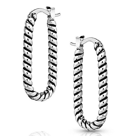 Montana Silversmith Rustic Rope Rectangle Hoop Earrings