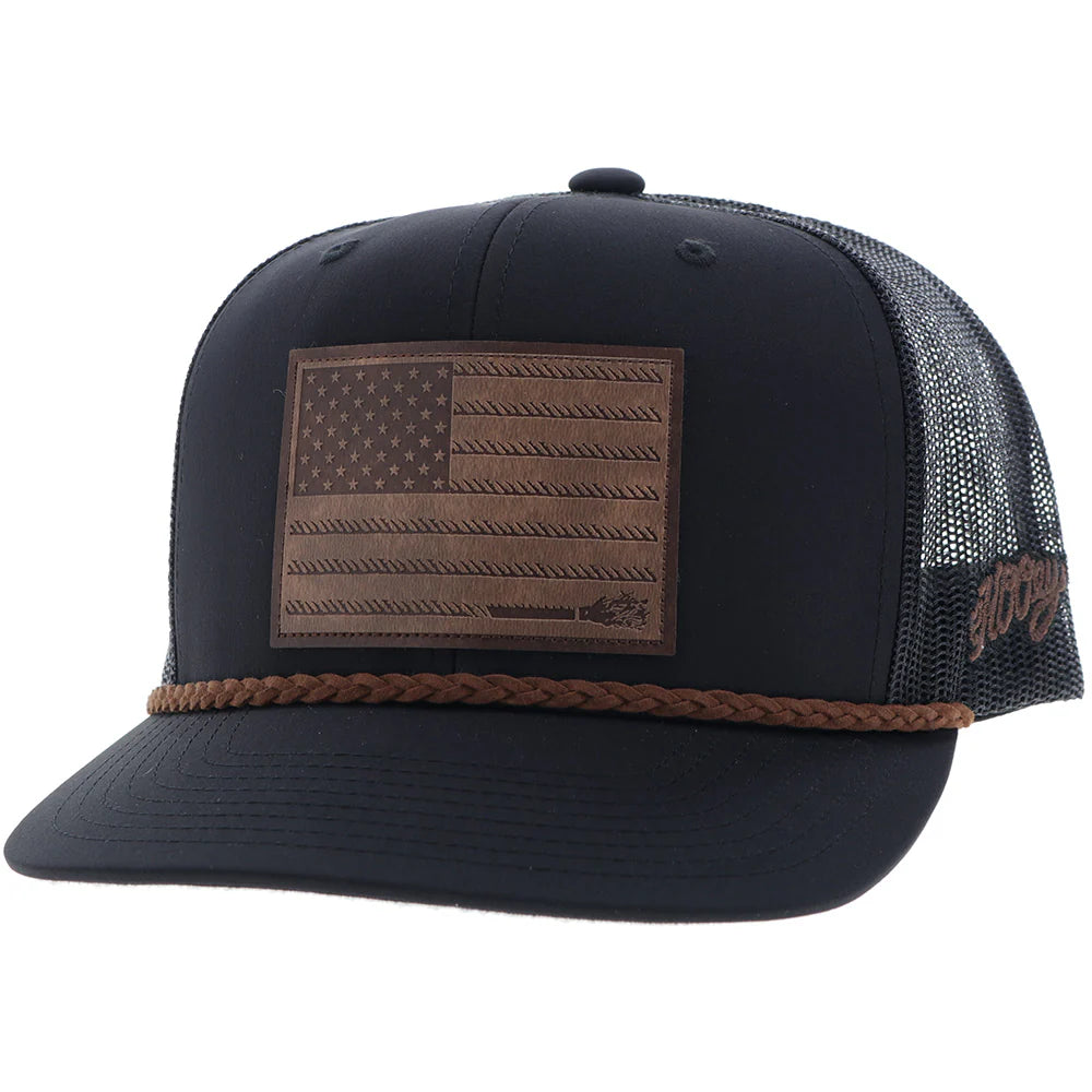 Hooey Ball Cap "Liberty Roper" Black with Leather Patch