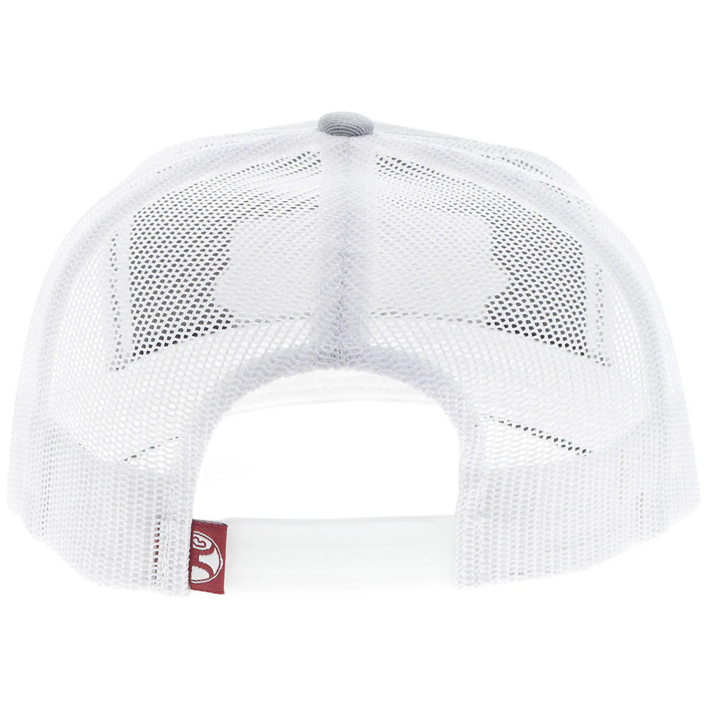 Hooey Ball Cap "Diamond" Hooey Hat Grey and White with Black and Maroon Patch